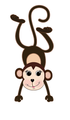 Monkey Girl Hanging by Tail - PNG Clip Art