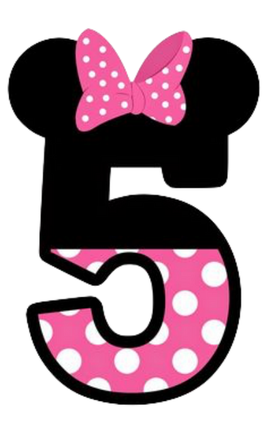 Minnie Mouse Pink & Black Numbers 10 separate images