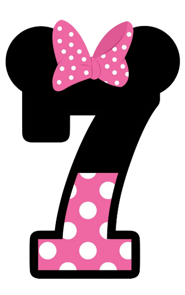 Minnie Mouse Pink & Black Numbers 10 separate images