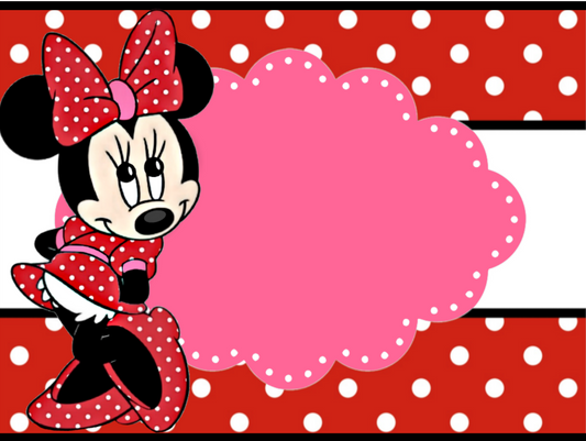 Minnie Mouse Red & Pink Card or Sign or Label  Clip Art PNG Image