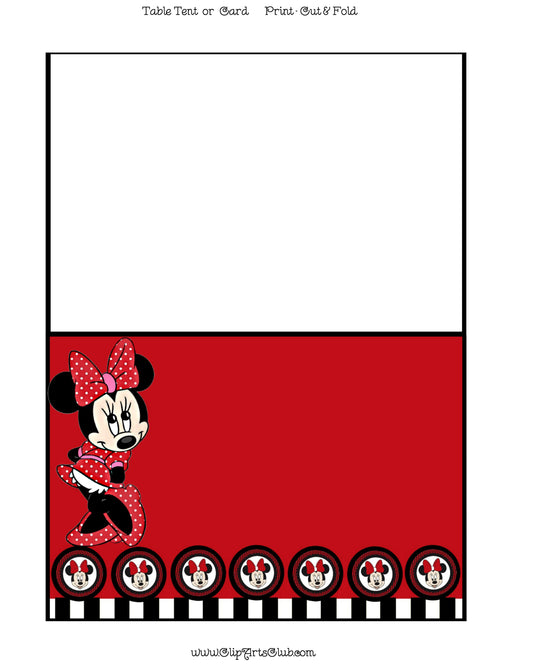 Minnie Mouse Red Polkadot  Table Tent Printable or Card