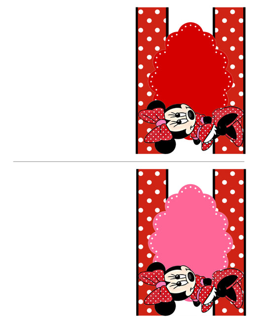 Minnie Mouse Red & Pink Card or Sign or Label Printable