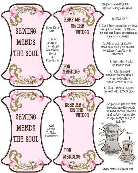 Sewing Mends The Soul - Magnetic Mending Kit for Refrigerator - Needle & Thread & Safety Pin Keeper