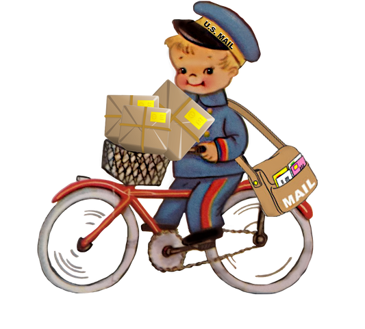 Mailman - Mailboy Vintage bicycle  Adorable Mail Delivery Boy