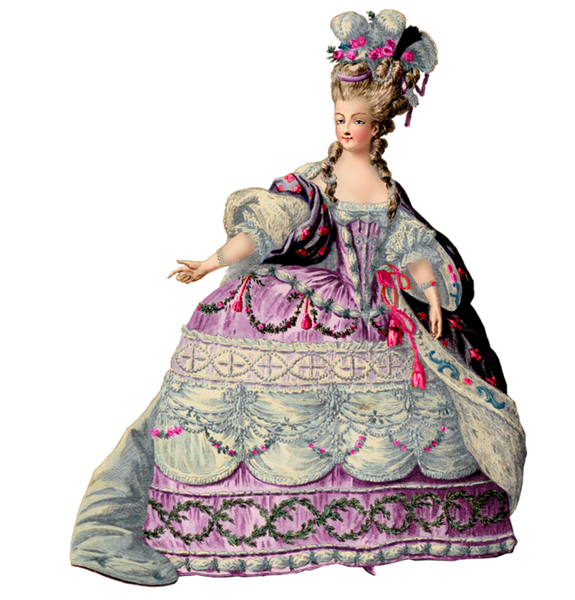 Marie Antoinette Paper Dolls - 3   - Red - Purple - Green  Clip Art