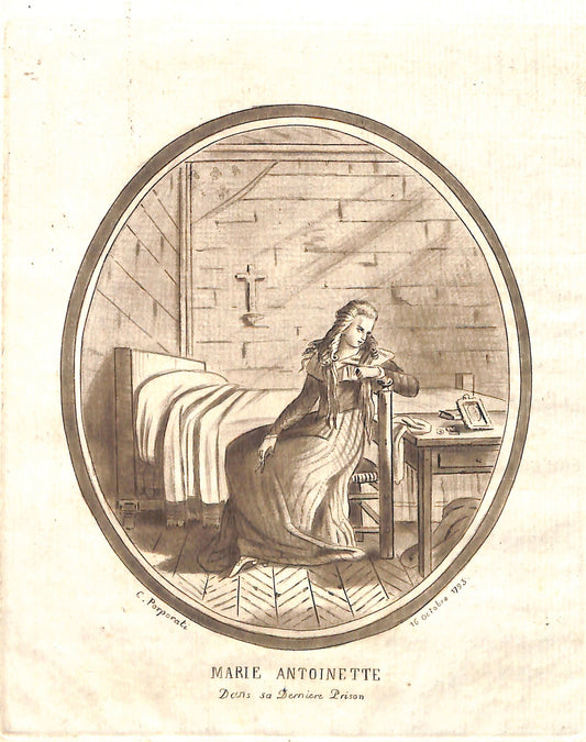 Marie Antoinette Ephemera  - October 16 1793 in Prison Antique Printable Print