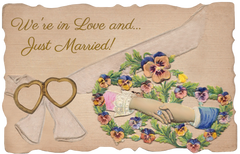 Hands & Hearts  Just Married! Vintage Postcard to Personalize add your photos & Words