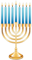 Jewish Menorah Blue Gold Candles Hanukkah