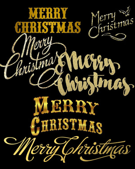 Merry Christmas in Shiny Gold Foils Set of Six