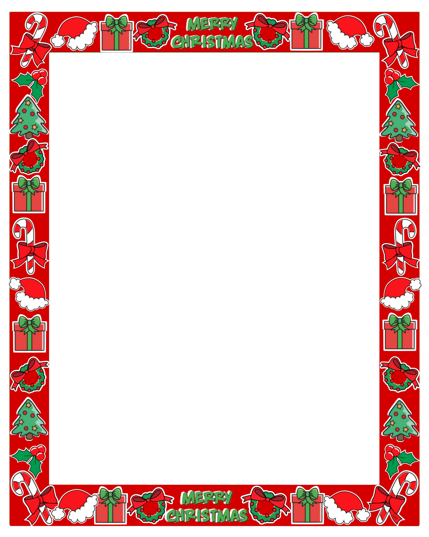 Red Christmas Border 8x10 Transparent Back