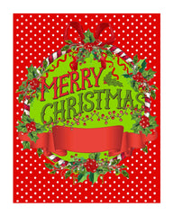 Merry Christmas 8x10 Print Red Banner For Personalization Red Polkadots Background