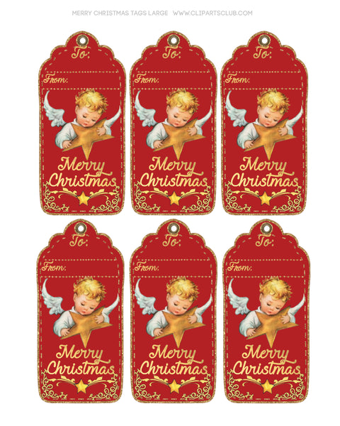 Merry Christmas Angel Star Gift Tags Printable - Large