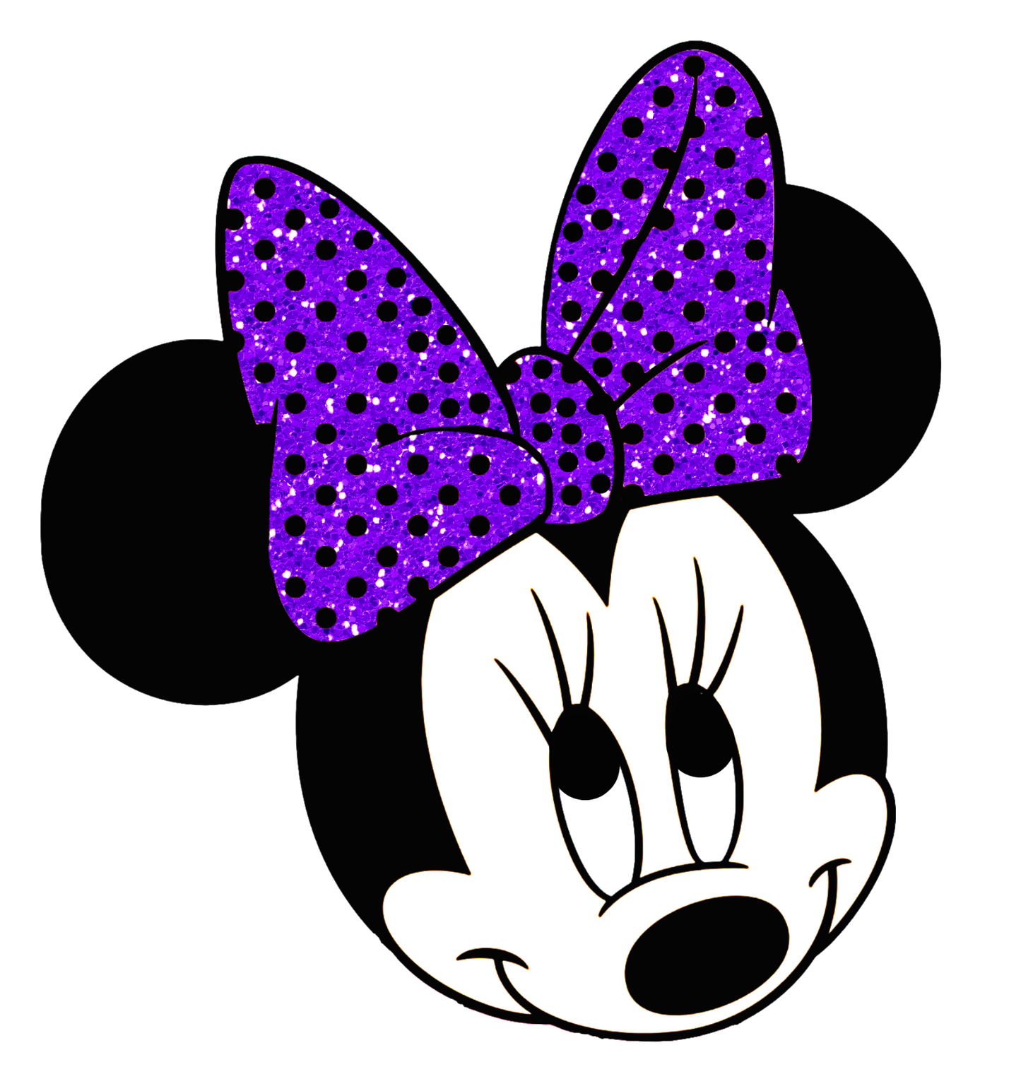 Minnie Mouse Head Purple Sequin Bow