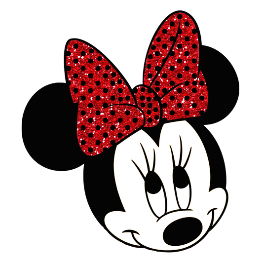 Minnie Mouse Head Red Sequin Bow