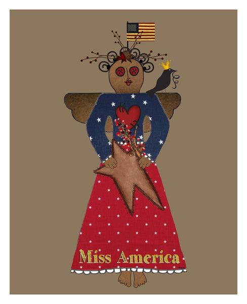 Miss America Primitive 8x10 Print