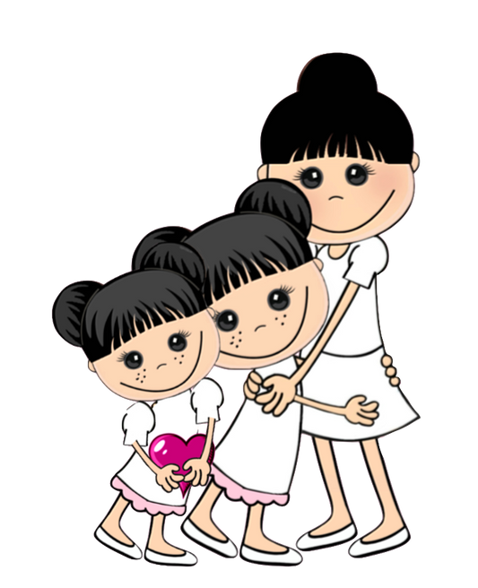 Mommy & Me Series - Black Hair Mommy & Daughters brown hair. My adorable Mommy & daughters - Transparent back