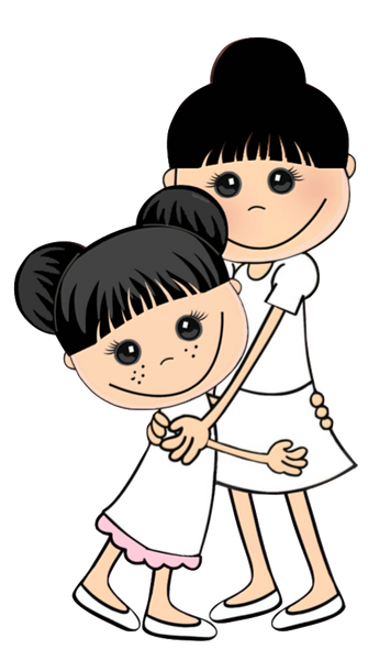Mommy & Me Series - Black hair Mommy & Daughter. My adorable Mommy & daughter - Transparent back