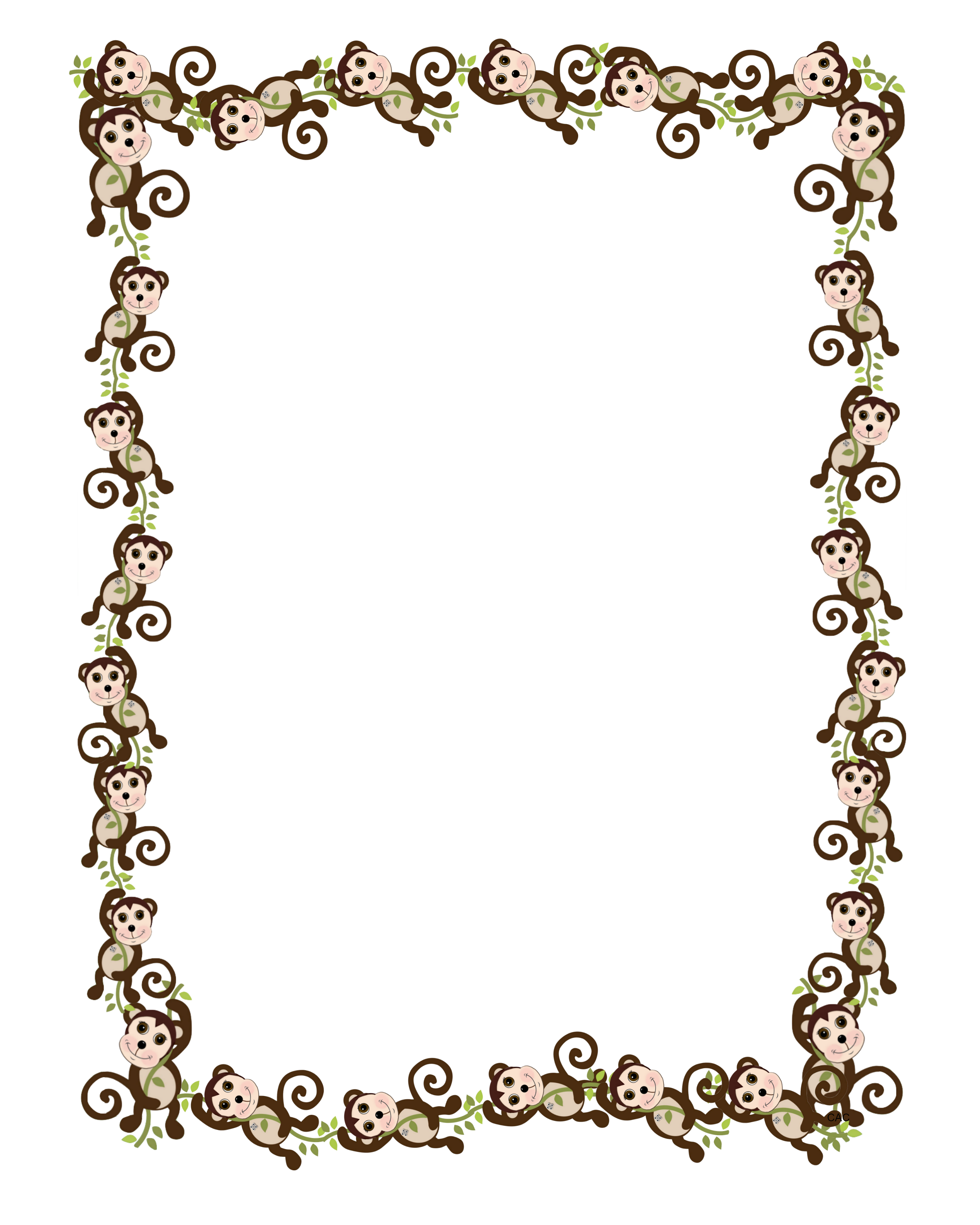 Monkeys Border or Frame Transparent Background 8x10 | Moms Craft Club