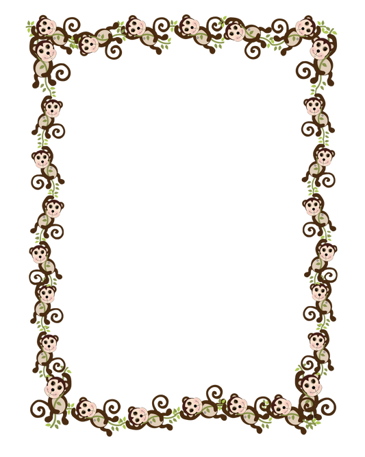 Monkeys Border or Frame Transparent Background 8x10