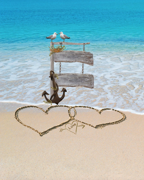 Beach Print "Love Hearts"  #1 Personalize