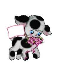 Black & White Lamb With Sign Pink