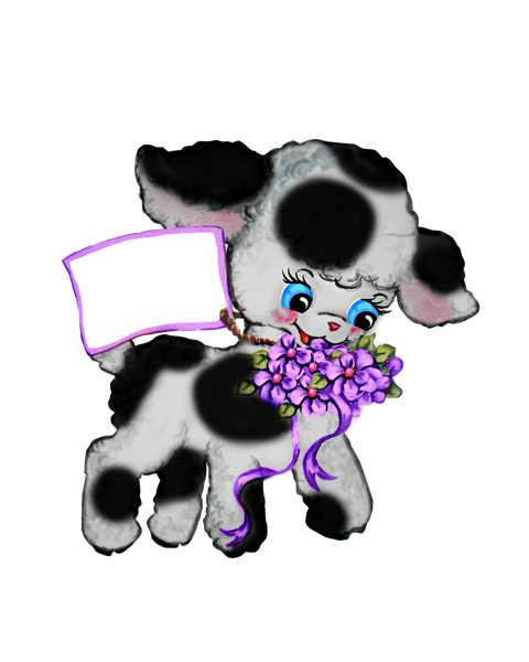 Black & White Lamb With Sign Purple