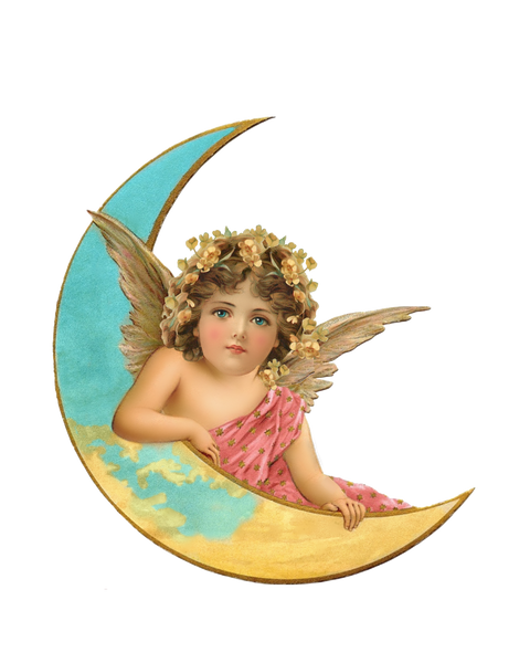 My Beautiful Vintage Moon Angel #1 Clip Art