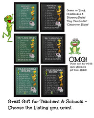 Nursery Rules Sign on Green or Black Chalkboard Perfect Teachers Gift!