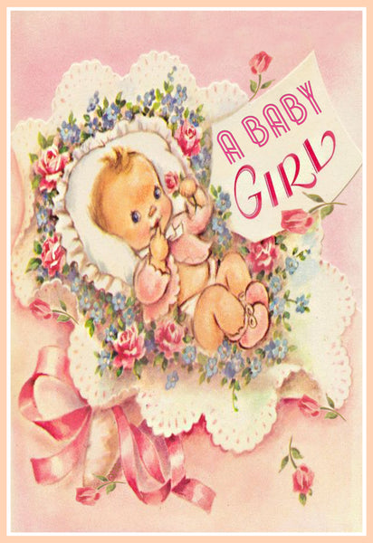 A Baby Girl Vintage Style Postcard