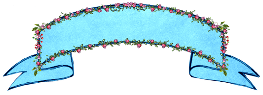 Rosebud Banner - Turquoise & Pink Roses