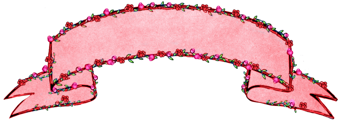 Rosebud Banner -Red Banner with Pink & Red Roses