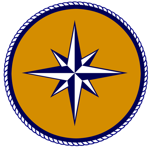 Nautical Star #2  -Navy Blue -  Gold