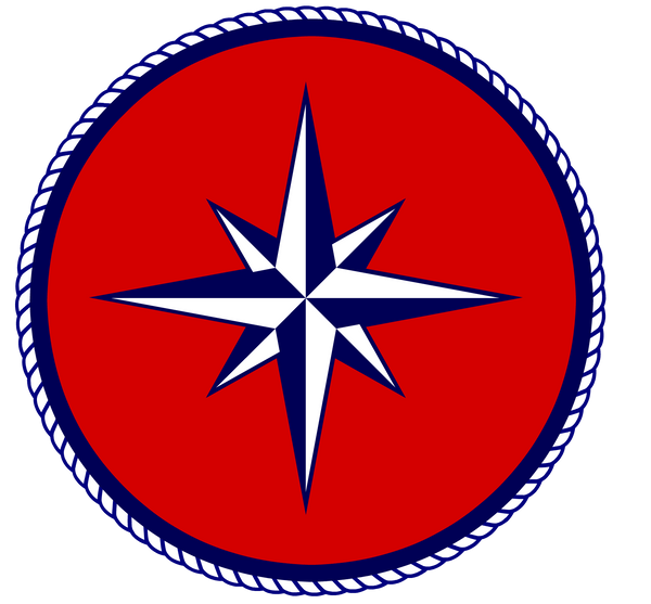 Nautical Star #4  -Navy Blue -  Red - Rope outline