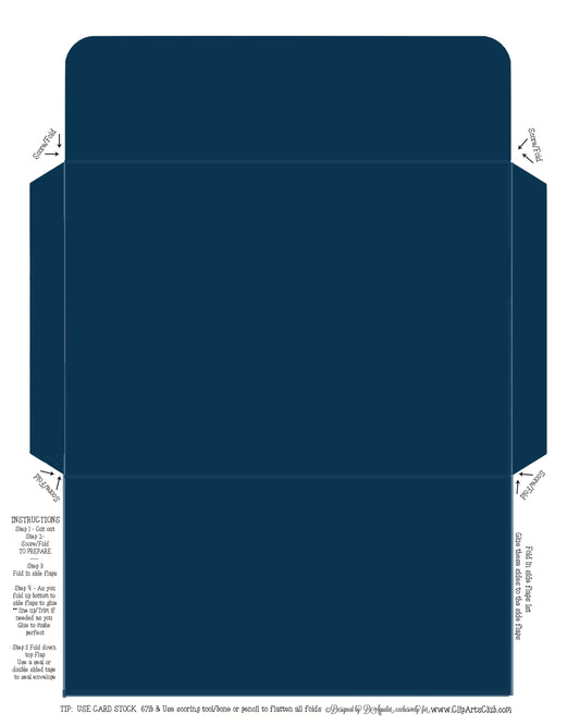 Navy Blue Envelope Fits My Regular Greeting Cards 4X6 Envelope - DIY Printable.  To seal use double sided tape