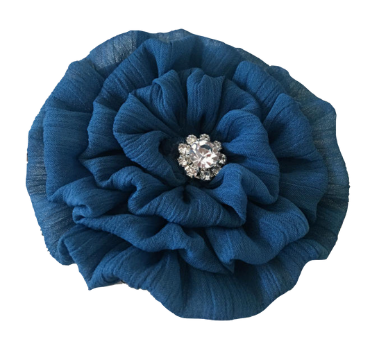 Fabric Flower Rose Blue Scrapbook Page & Craft Embellishment