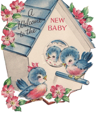 New baby Birdhouse - Vintage blue Birds