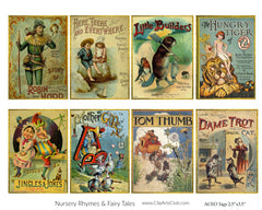 Nursery Rhymes #5 Antique Vintage Old Book Covers ACEO ATC Collage Sheet Printable Cards or Ephemera
