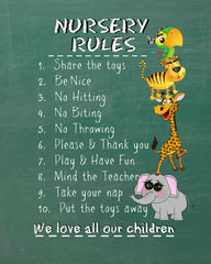 Nursery Rules Sign on Green or Black Chalkboard Perfect Teachers Gift!