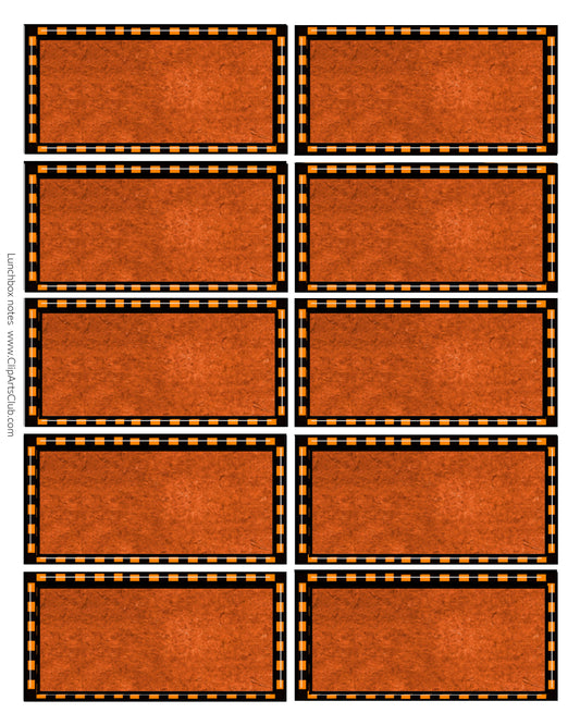 Orange Trimmed Orange Blank Lunchbox notes/card, Place Cards or Tags with Checkered border