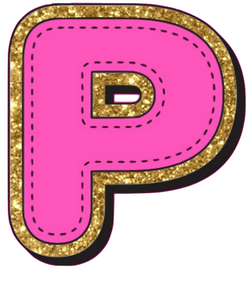 Bright Pink Alphabet trimmed in glittery gold Very Girly!