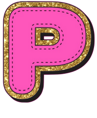 Bright Pink Alphabet trimmed in glittery gold Very Girly!