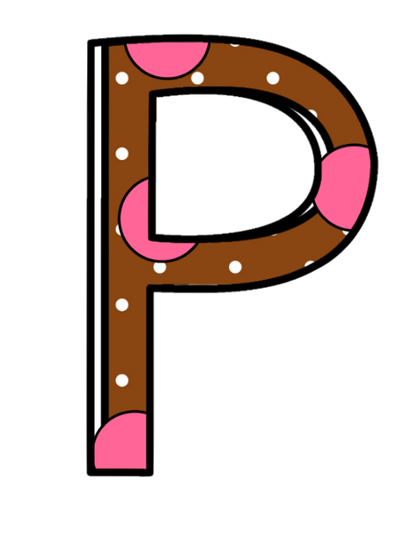 Alphabet Funky Brown & Pink Polkadots All CAPS 26 Letters