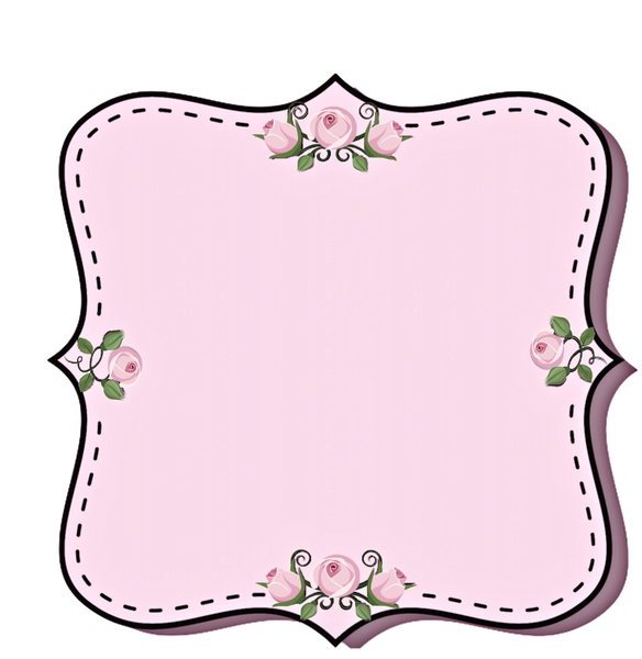 Beautiful Light Pink Label Set with little pink roses & stitched outline