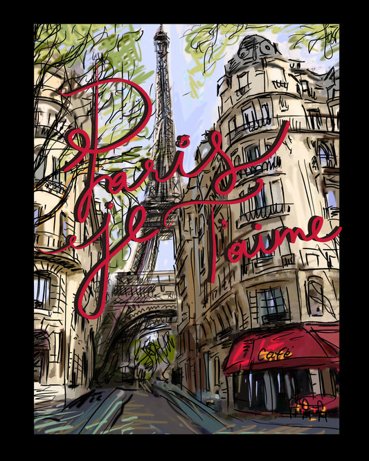 Paris Cafe 8X10 Print - Paris Je Taime