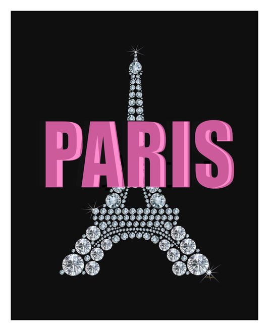 Paris Diamond Eiffel Tower 8x10 - PINK