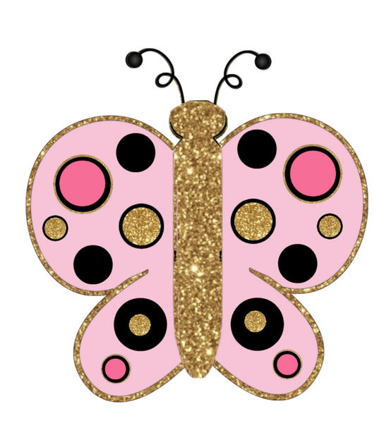 Pink Whimsy Gold Glitter Butterflies Set - Printable & 4 Butterflies Clip Art