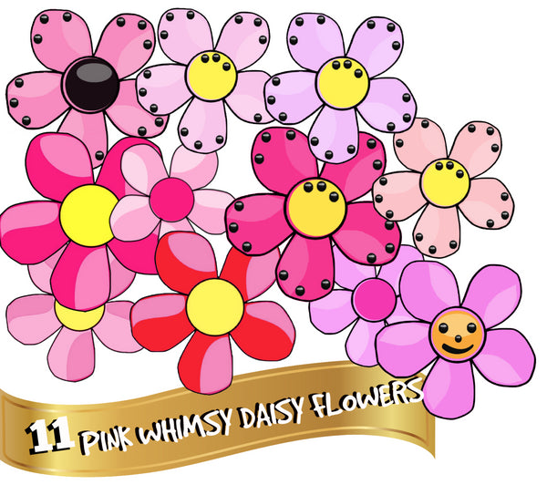 11 Pink Whimsy Daisy Flowers