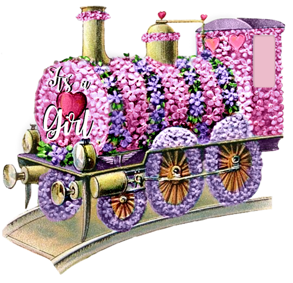 "It's a Girl" Pink Flower Train