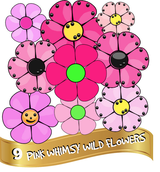 9  Pink Whimsy Wild Flowers