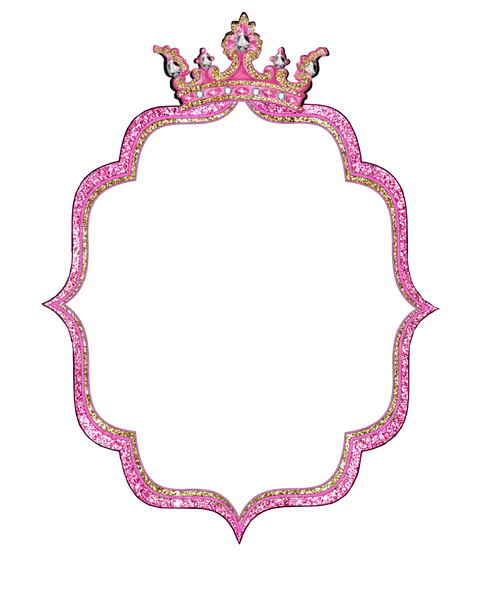 Beautiful Pink Glitter Crown Frame Transparent